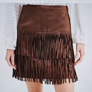 Loft Brown Fringe Skirt